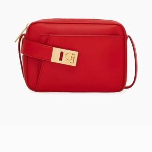 Salvatore Ferragamo Red Crossbody Bag with Gold Accents